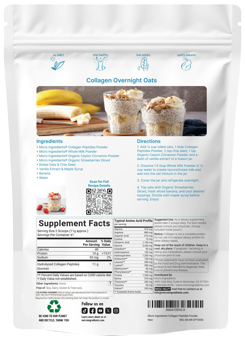 Micro Ingredients hydrolyzed collagen powder dissolves easily in drinks.