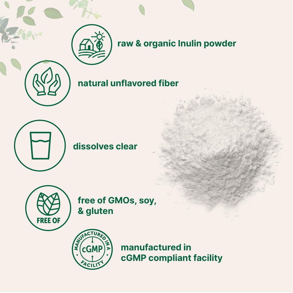 Inulin powder dissolves clear when stirred into water or juice