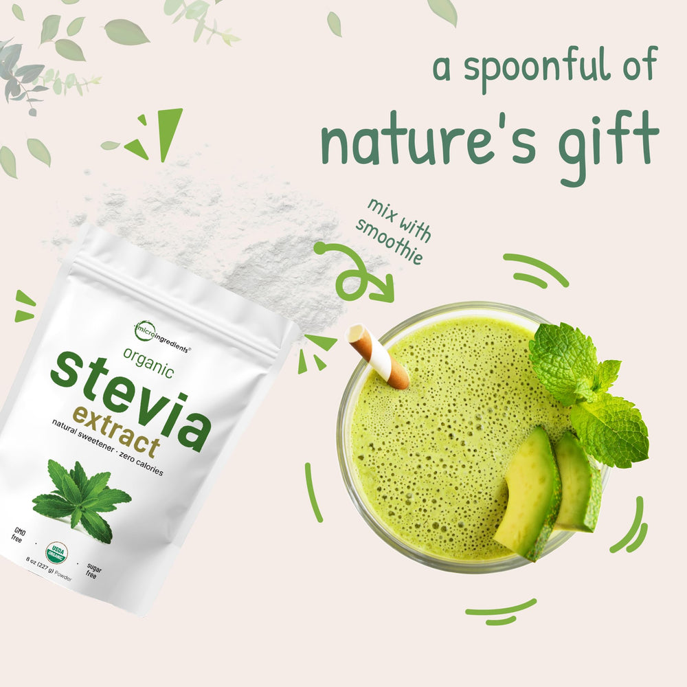 Keto and vegan friendly badge beside stevia packaging