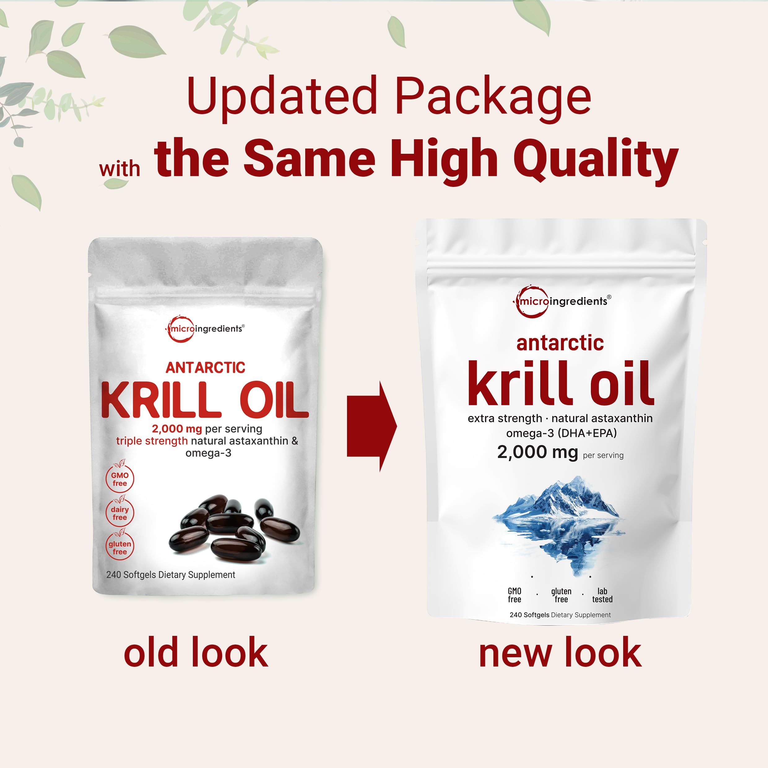 Krill Oil label highlights EPA 240mg and DHA 160mg per serving
