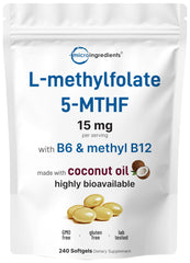 Micro Ingredients L-Methylfolate softgels with coconut oil for enhanced absorption.