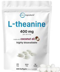 Micro Ingredients L-Theanine 400mg softgels bottle promotes calm focus