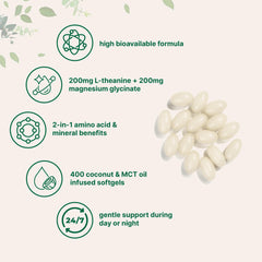 Micro Ingredients L-Theanine Magnesium softgels poured for easy daily use.