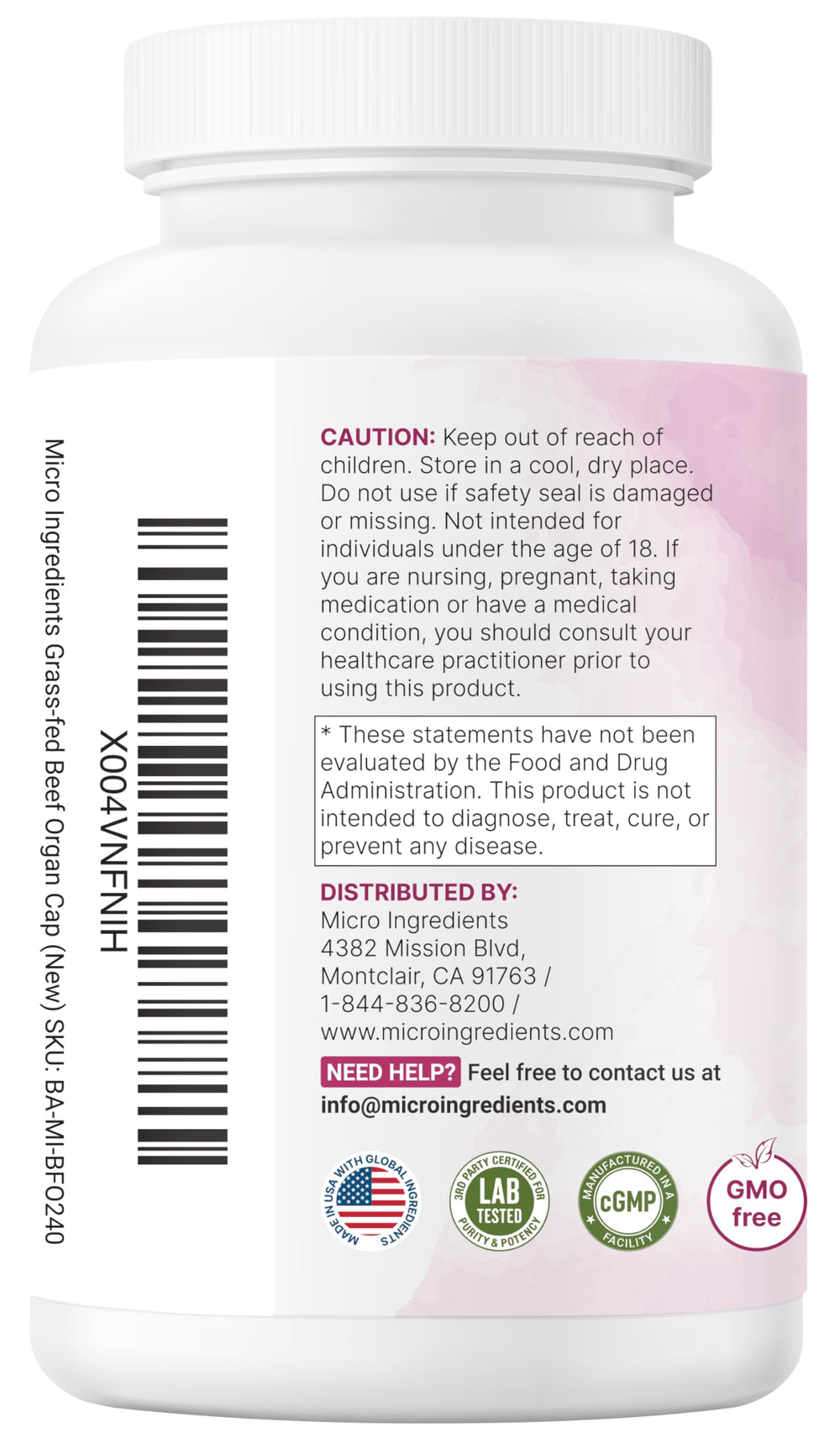 Micro Ingredients third-party lab seal indicating safety and potency assurance