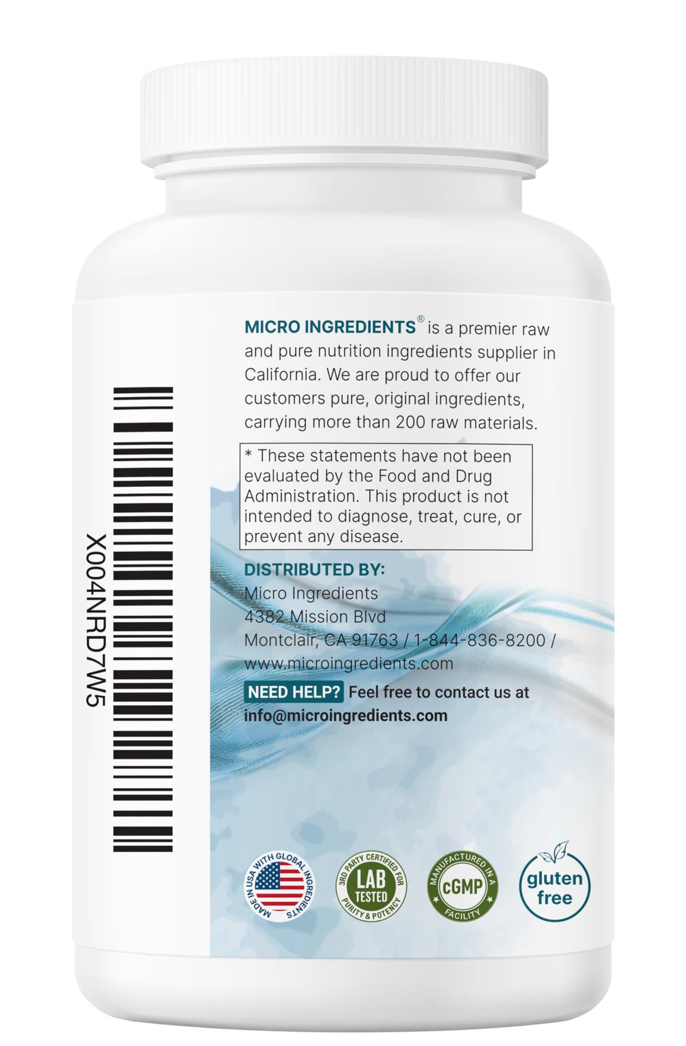 Nutrition label on Micro Ingredients magnesium citrate bottle for transparent details.