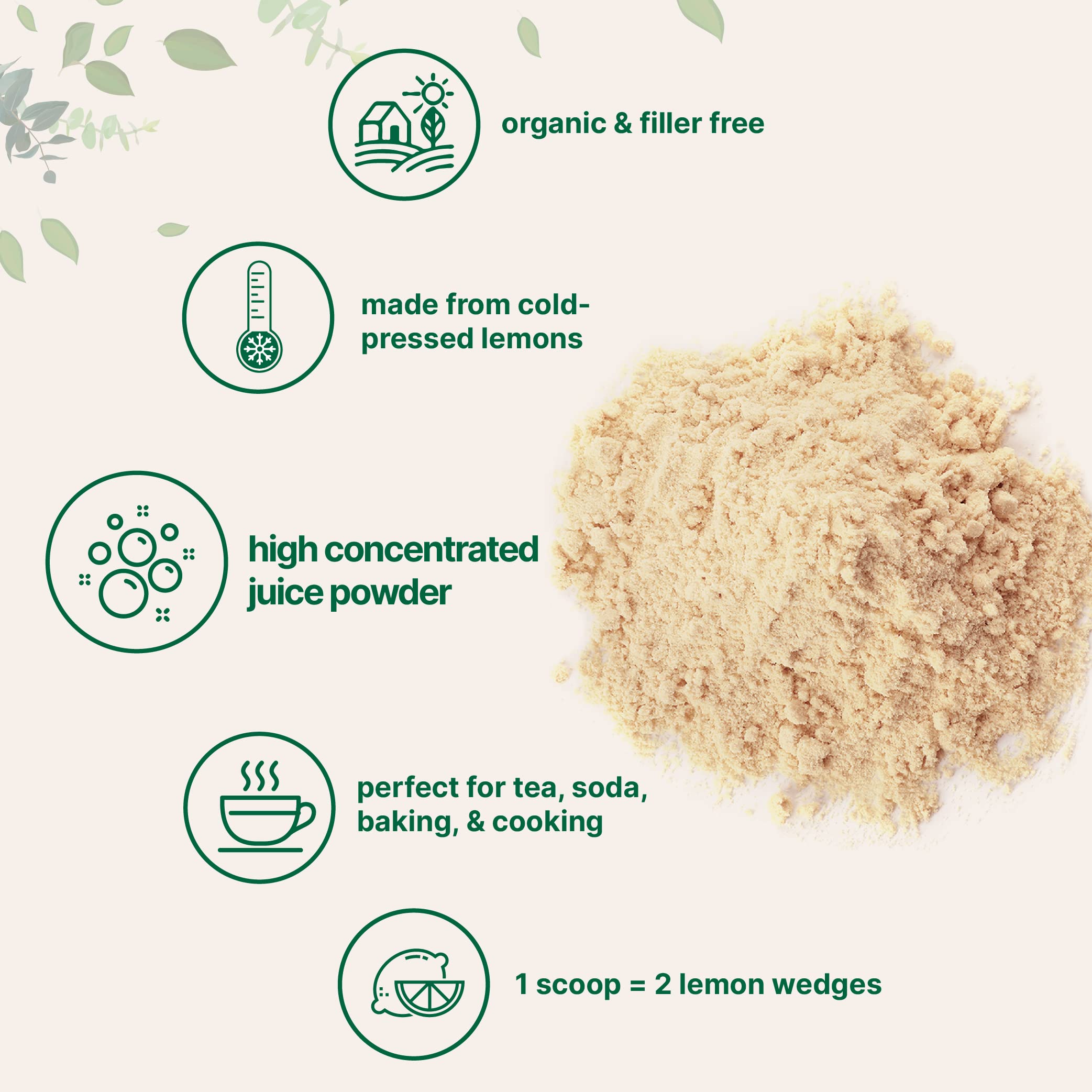 Micro Ingredients Lemon Juice Powder label close-up shows no GMOs or additives.