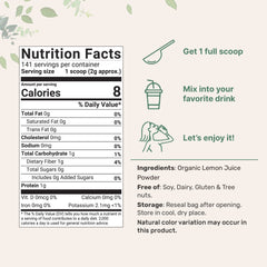 Micro Ingredients Lemon Juice Powder scoop inside demonstrates precise daily measurement.