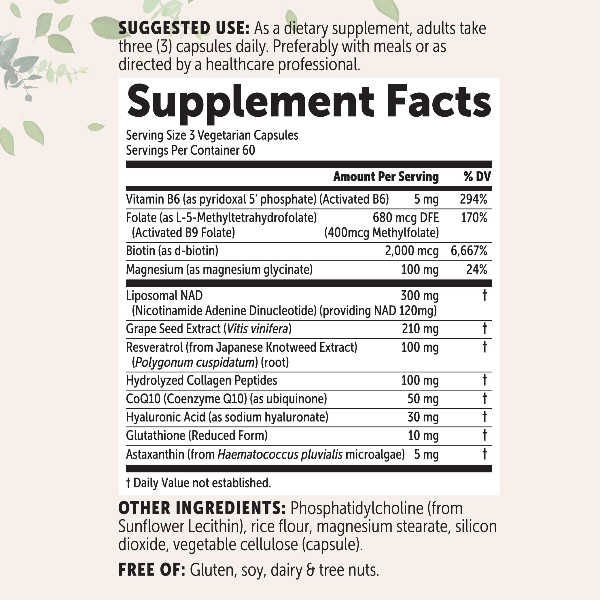 Micro Ingredients Liposomal NAD+ for Women capsules-closeup shows vegetarian capsules for easy dosing.