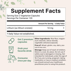 Micro Ingredients Lithium Orotate 240 capsules for convenient daily support