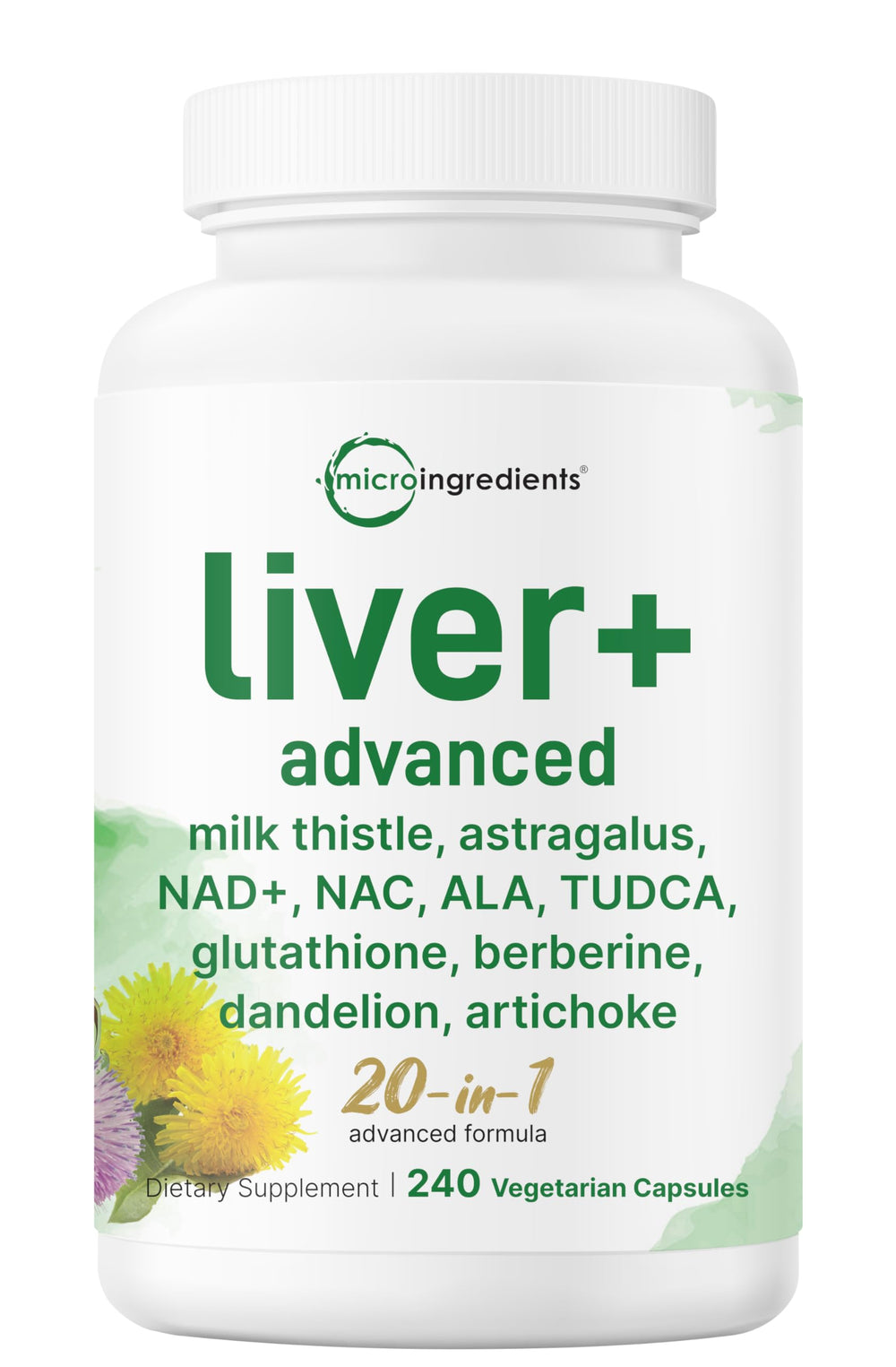 Micro Ingredients Liver Advanced+ bottle front label for daily liver support