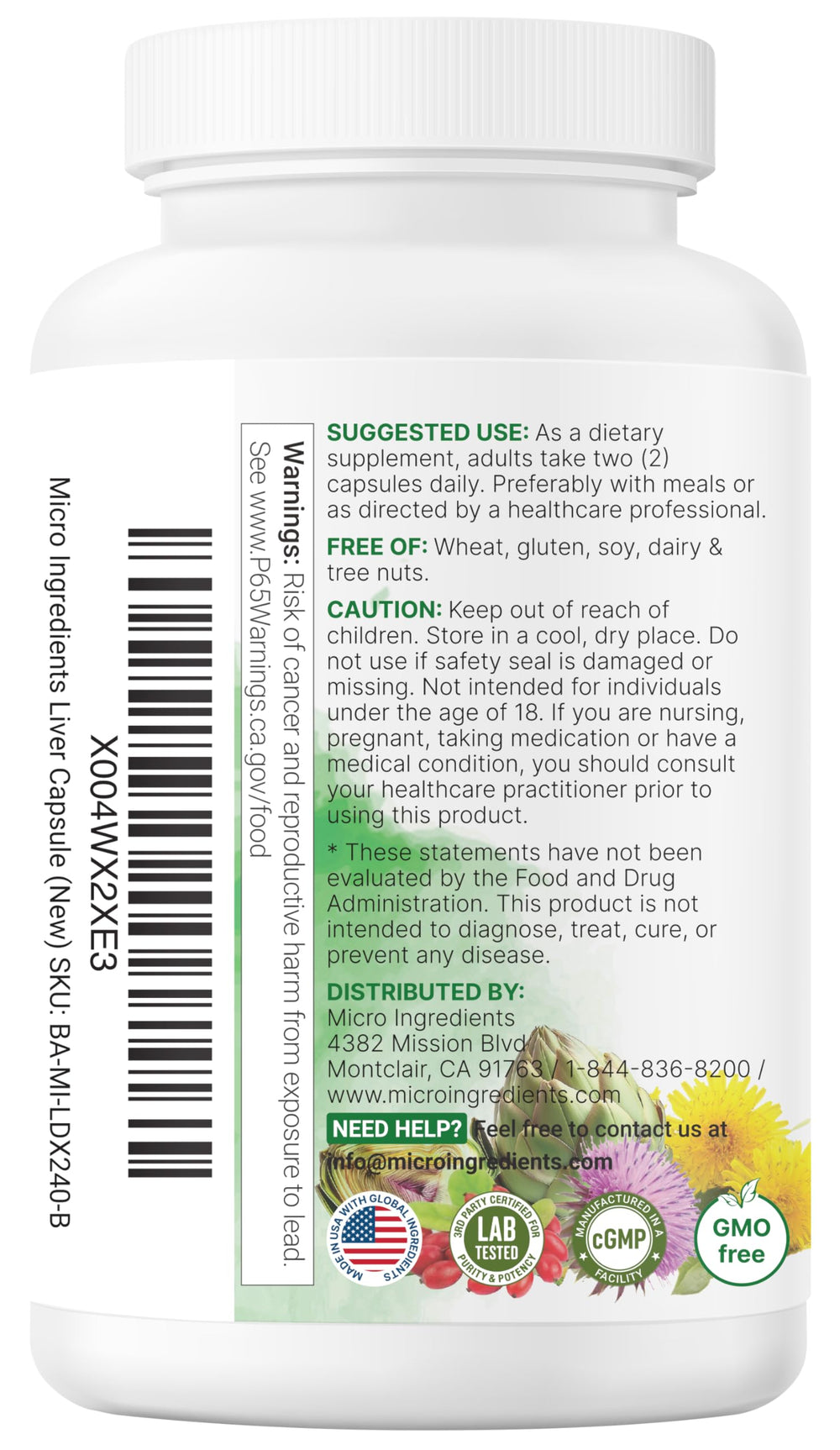 Micro Ingredients Liver Advanced+ glass bottle with water shows a simple daily habit