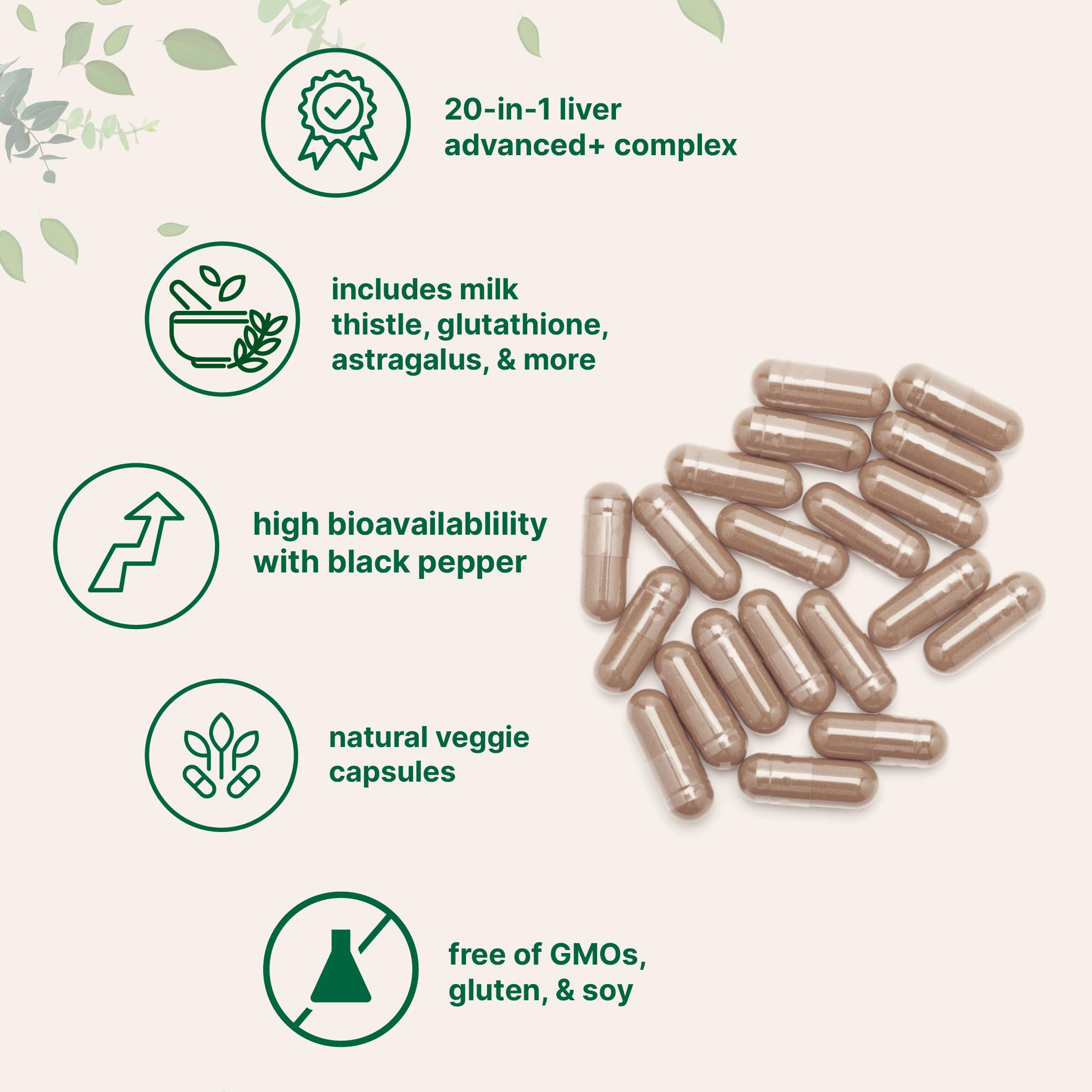 Micro Ingredients Liver Advanced+ ingredients list shows herbs and micronutrients for routine use