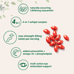 Micro Ingredients lutein-zeaxanthin ingredients list featuring astaxanthin and omega-3 for daily eye nutrients.