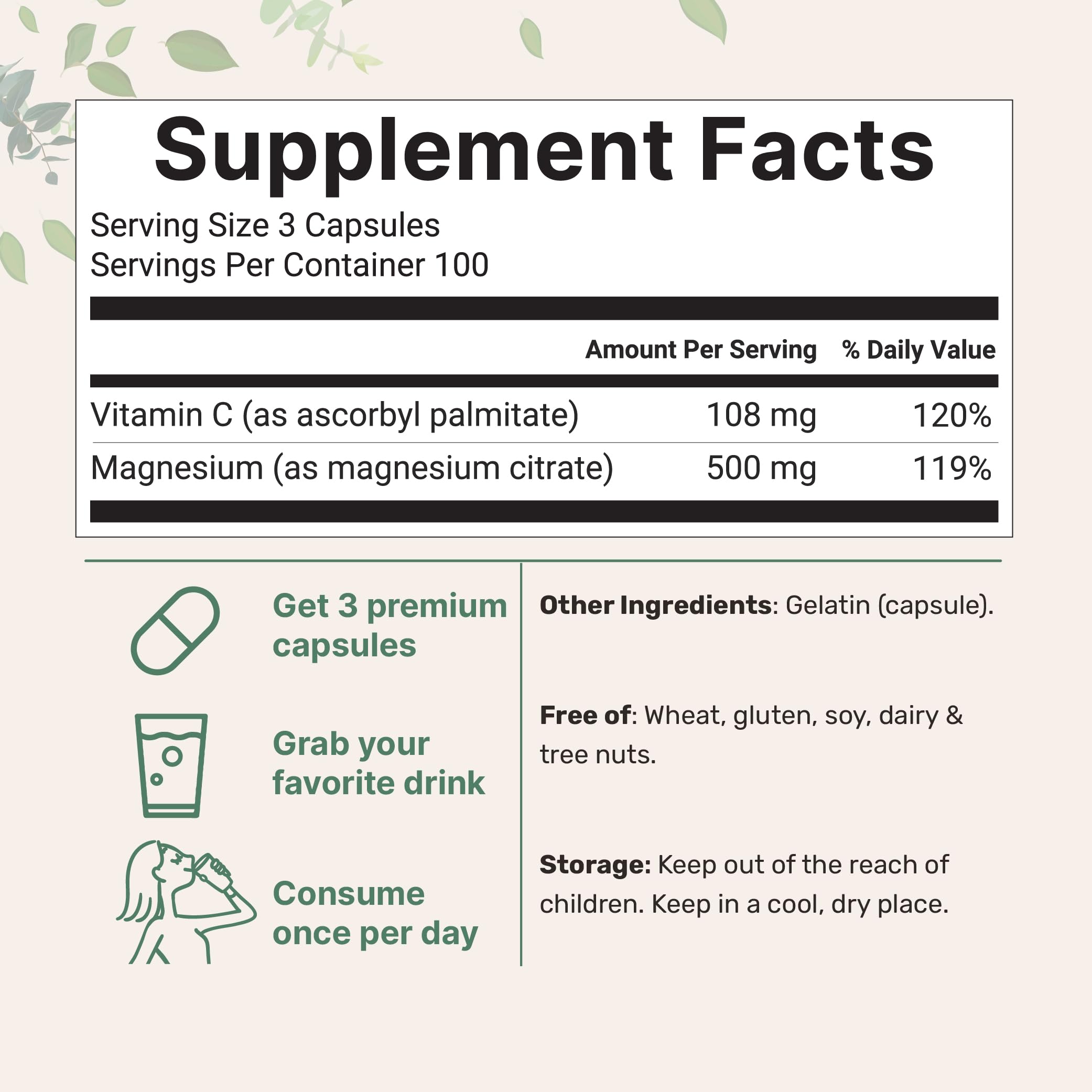 Close-up of Micro Ingredients magnesium citrate capsules for consistent daily intake.