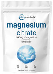 Micro Ingredients Magnesium Citrate Powder jar shows pure, easily absorbed mineral support