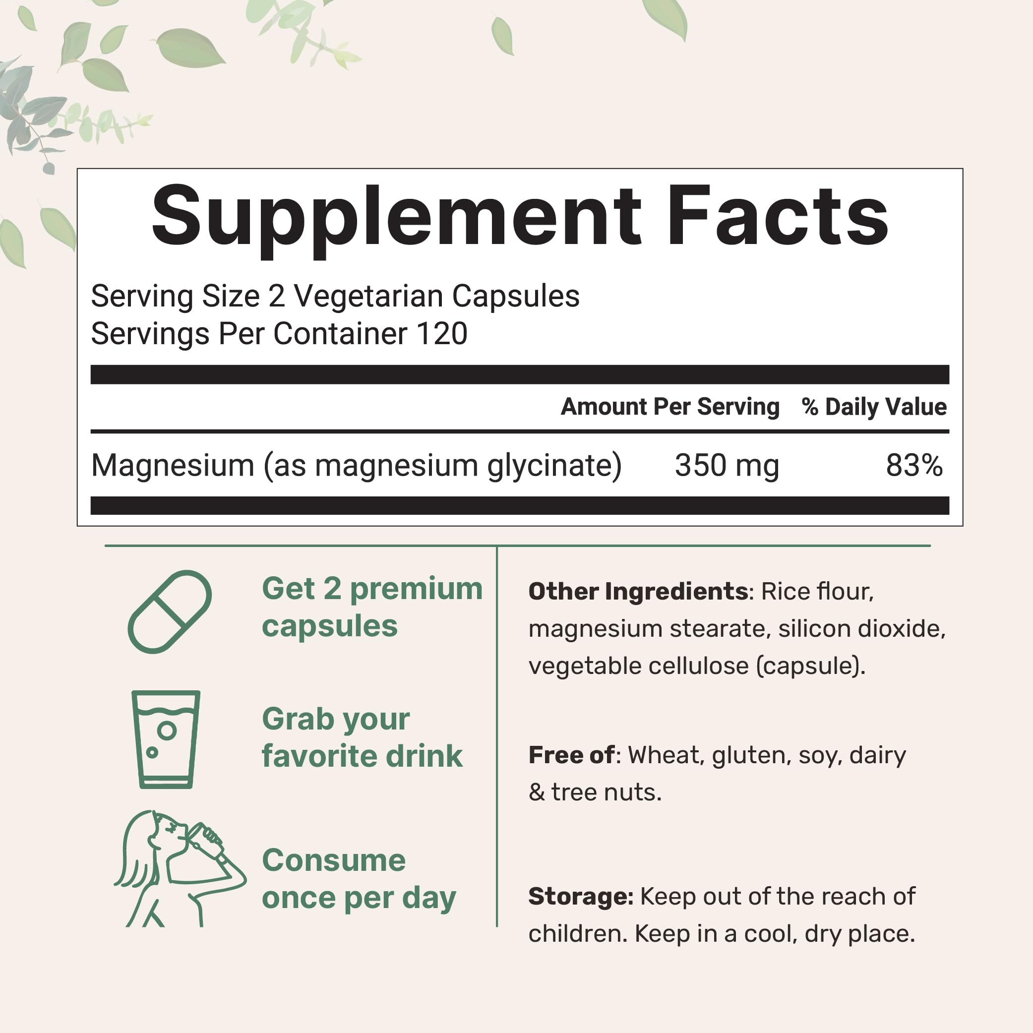 Close-up of Micro Ingredients capsules shows gentle, highly absorbable magnesium glycinate