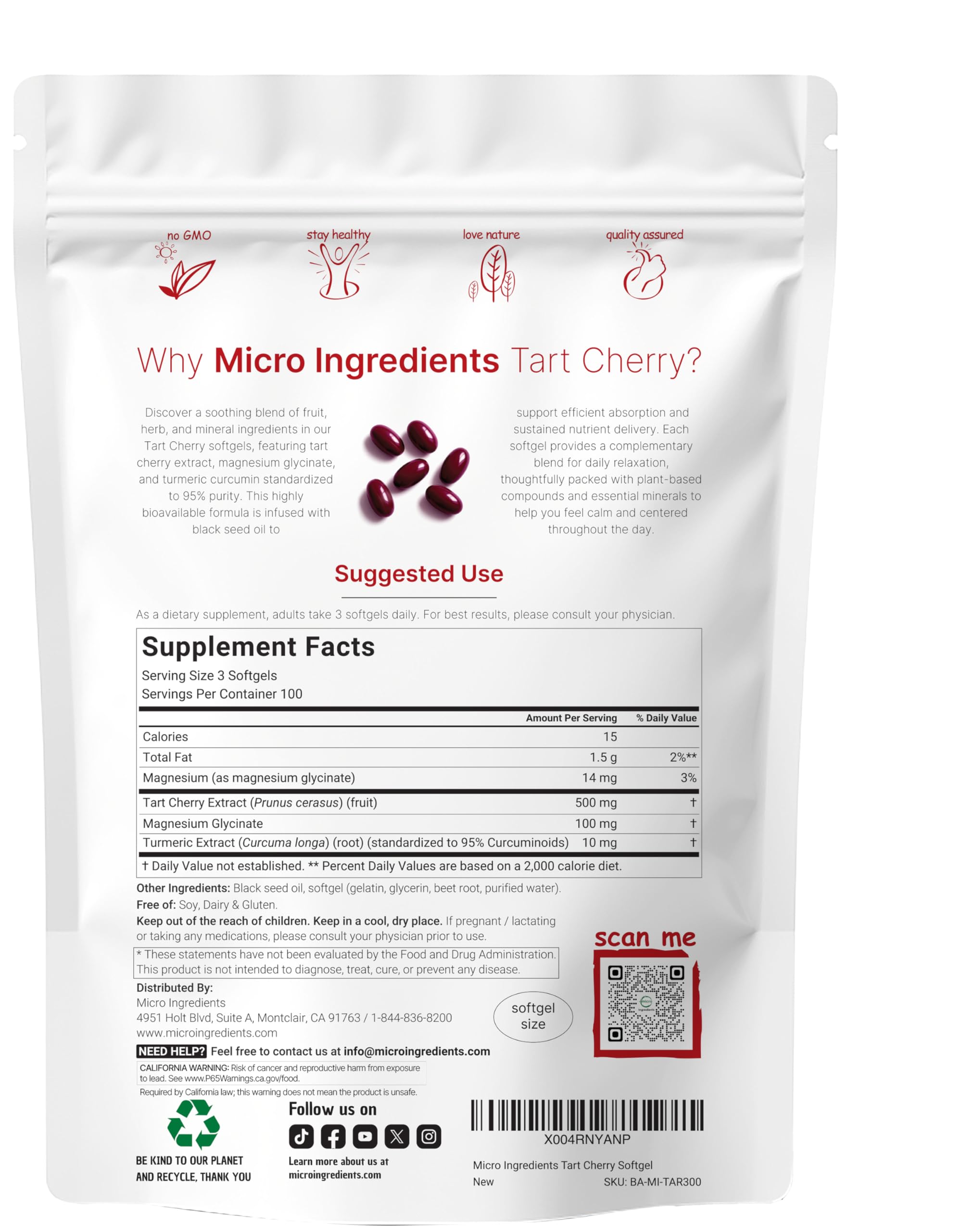 Micro Ingredients magnesium glycinate softgels provide gentle daily mineral support.