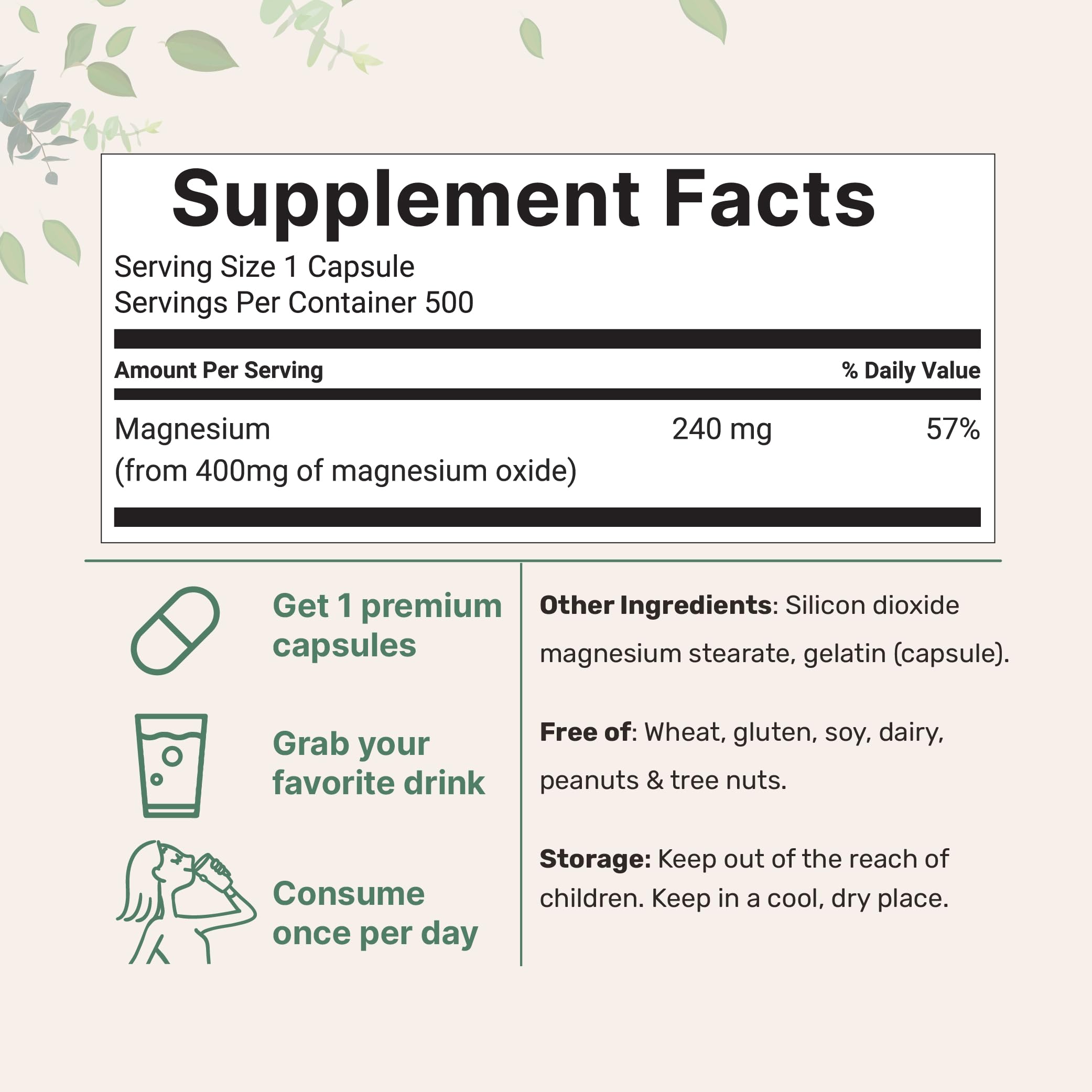 Micro Ingredients Magnesium Oxide capsules ready for effortless daily supplementation.
