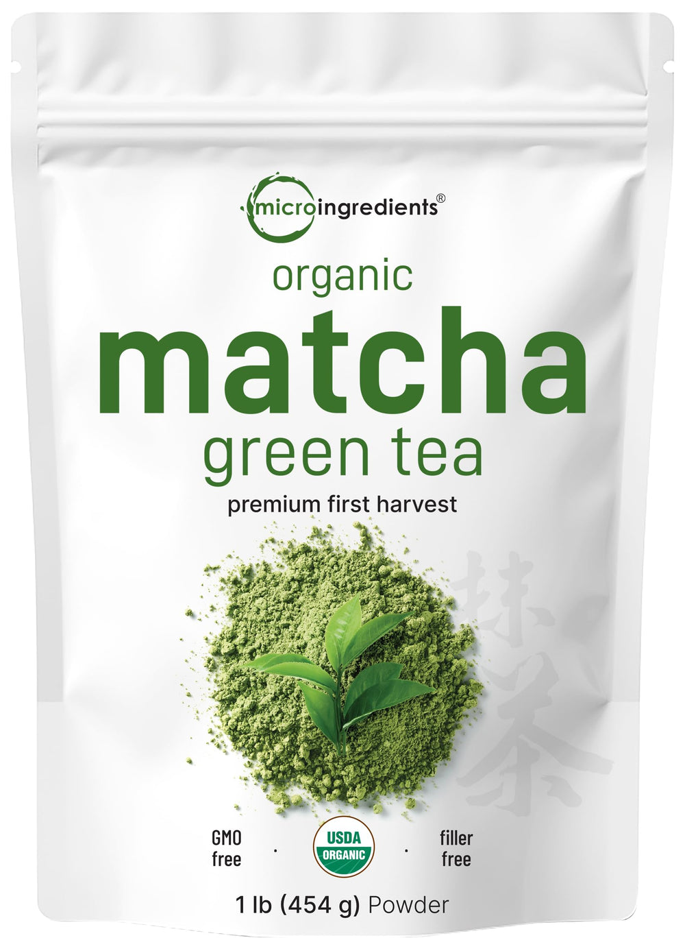 Micro Ingredients Organic Matcha powder in packaging, ideal for daily tea and cooking.