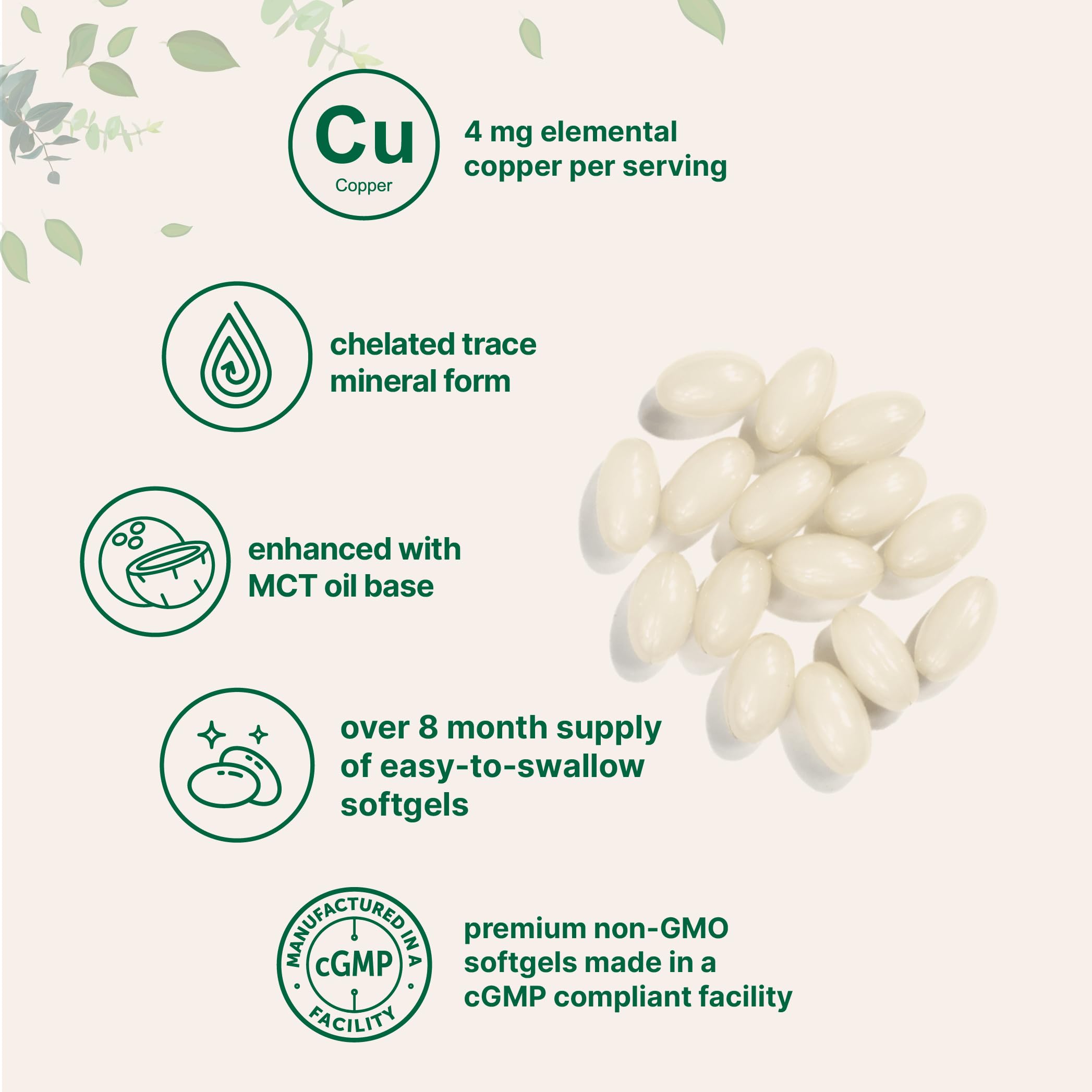 Close-up of Micro Ingredients Copper Glycinate label highlighting purity and non-GMO quality.