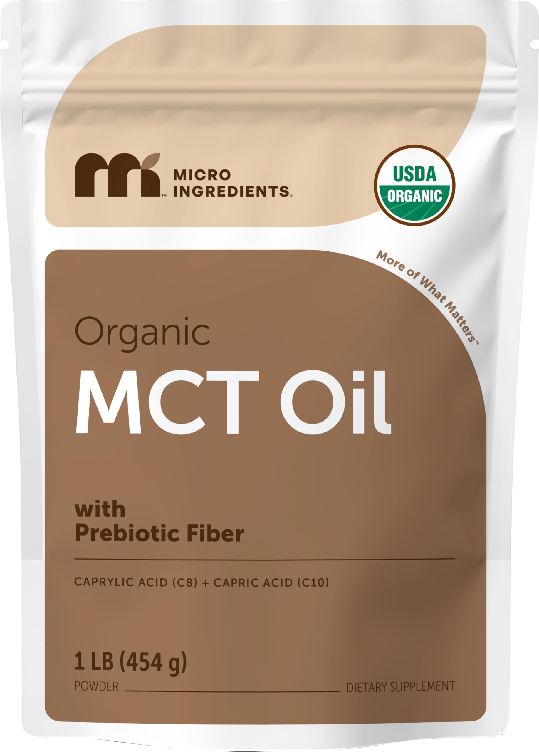 Micro Ingredients MCT Oil Powder bottle with organic label for keto-friendly use