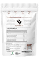 Close-up of Micro Ingredients Mega Mushroom label showing product details.