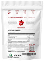 Micro Ingredients Mega Omega-3 bottle label featuring lemon flavor and burpless design