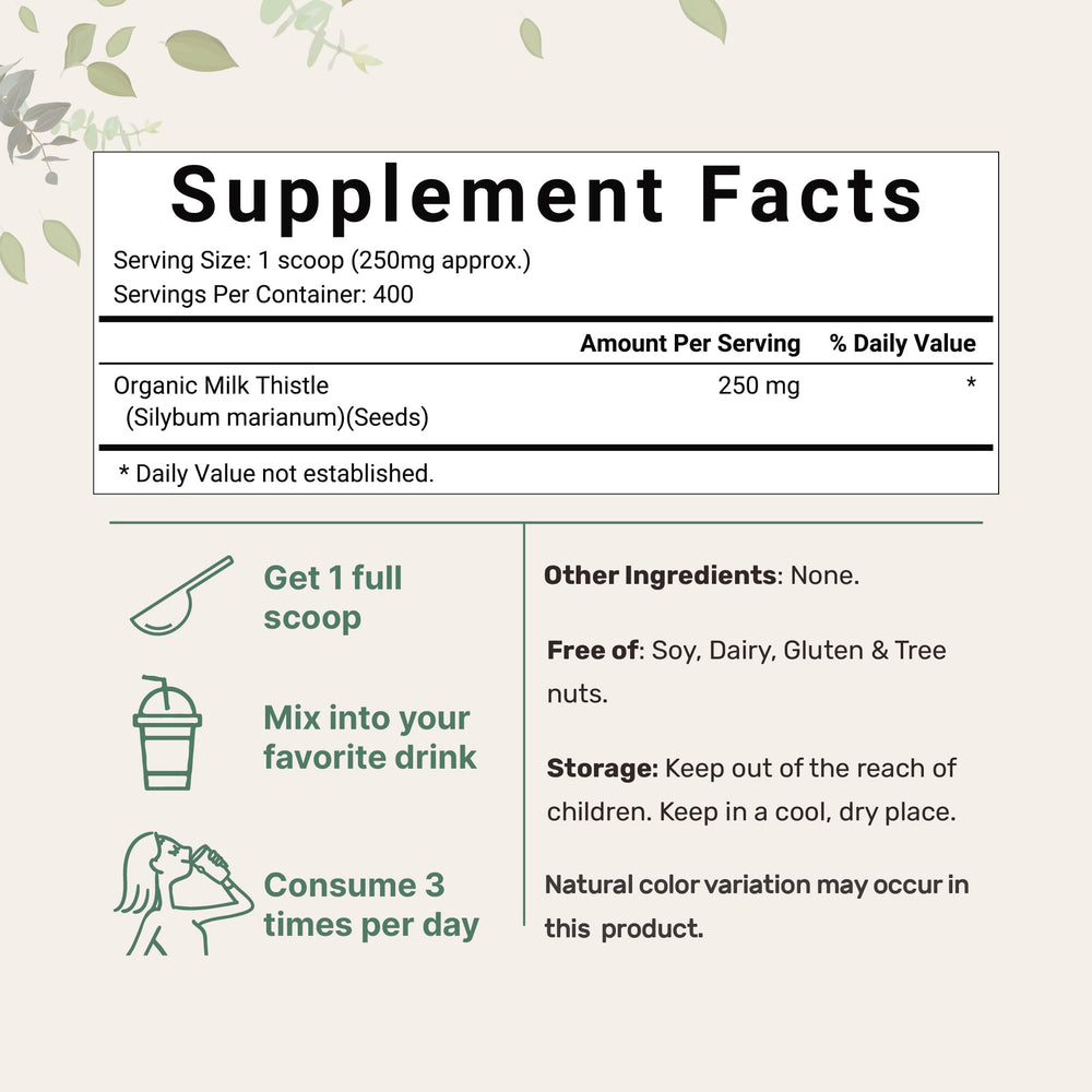 Micro Ingredients milk thistle powder scoop included for precise daily measurements