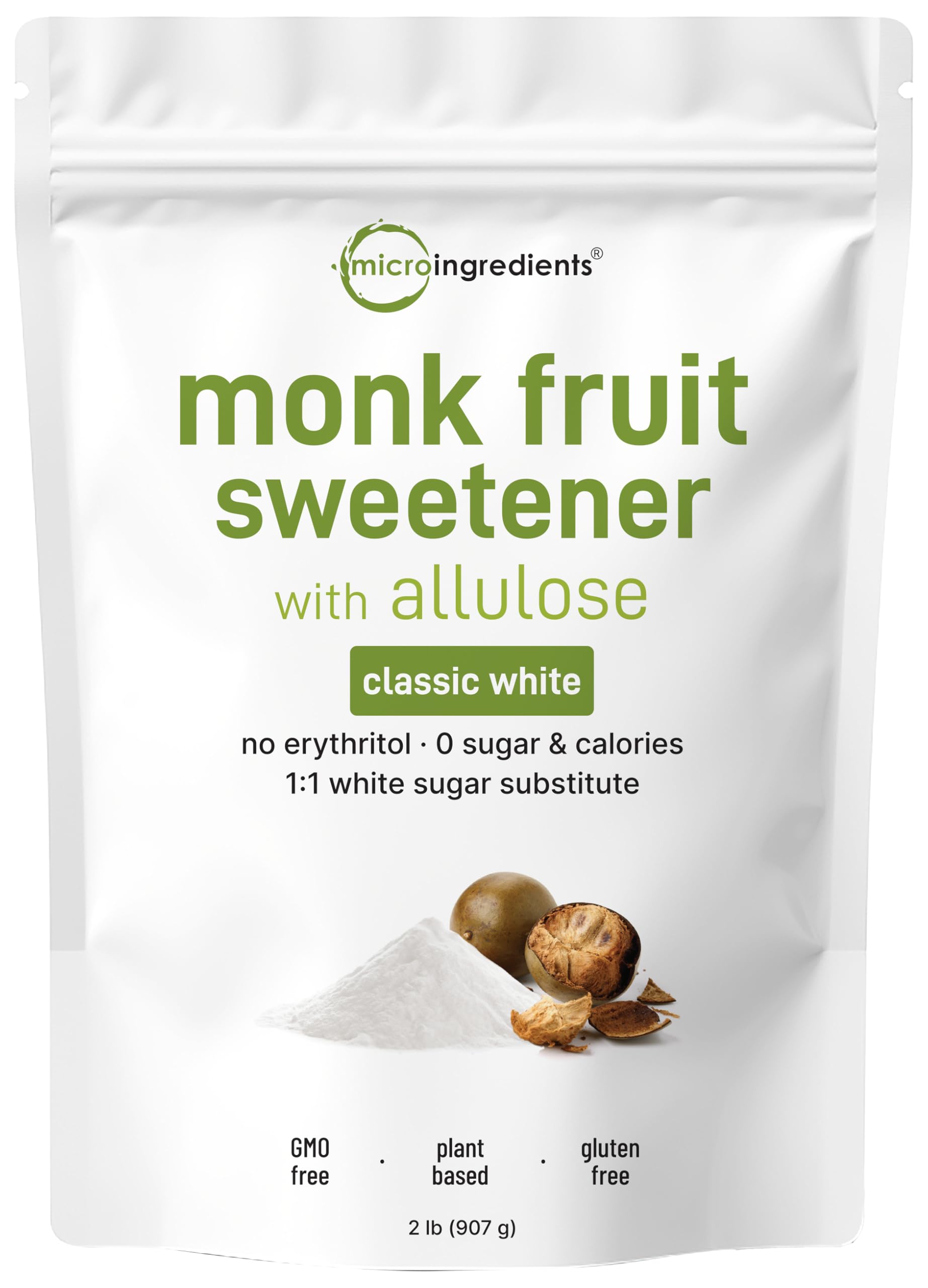Micro Ingredients monk fruit allulose bulk bottle for sugar replacement in beverages.