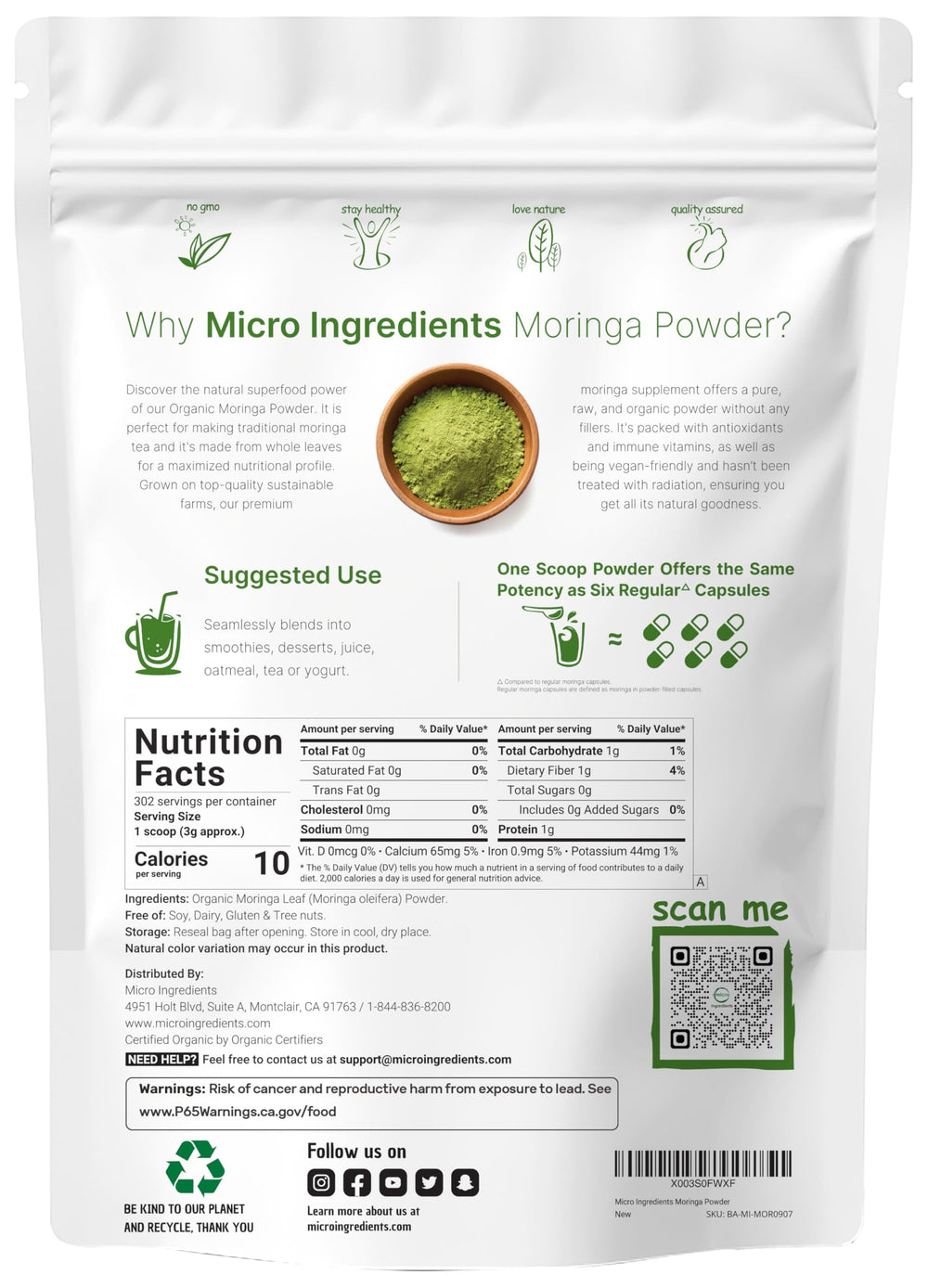 Micro Ingredients Moringa leaf powder scoop for precise daily portions