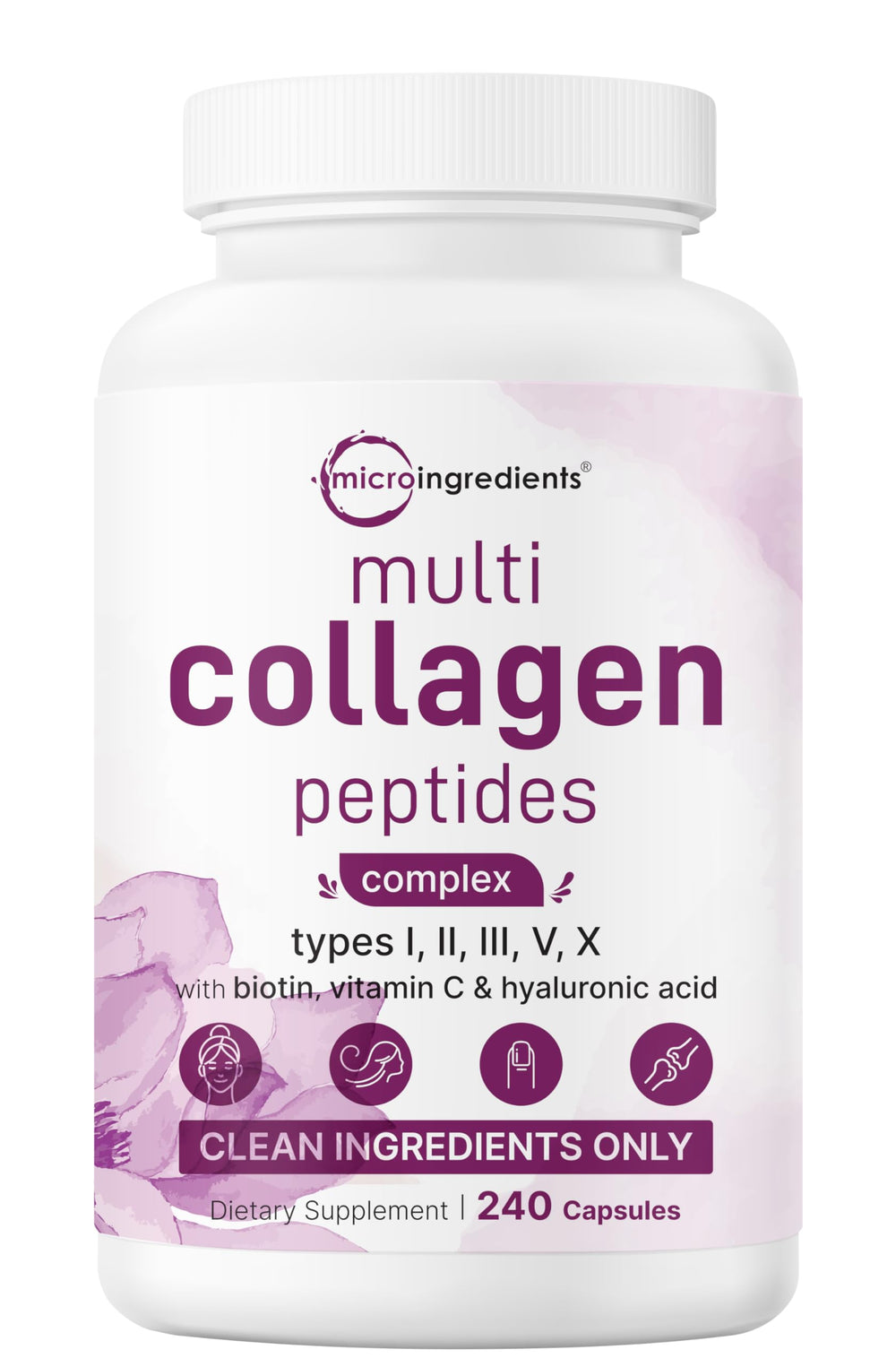 Micro Ingredients multi collagen pills bottle front view for daily wellness support