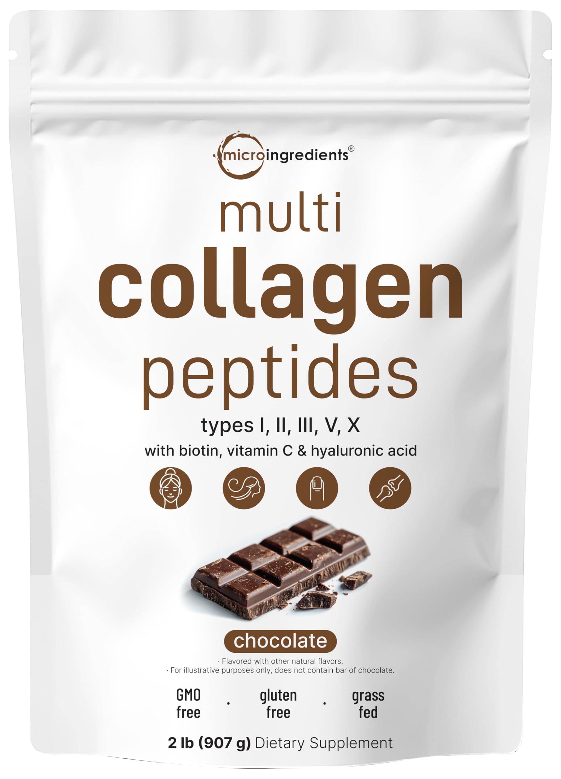 Micro Ingredients multi collagen powder chocolate tub for daily beauty and joint support