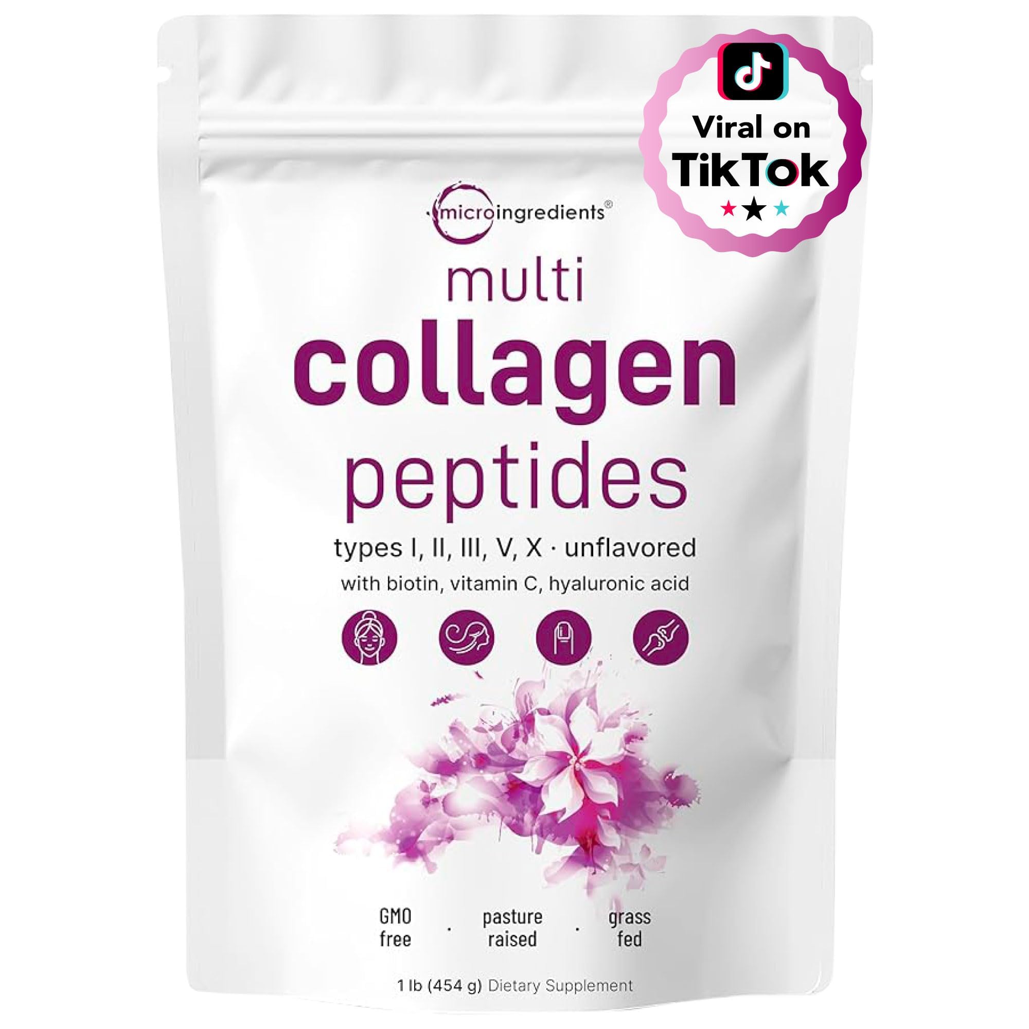 Micro Ingredients Multi Collagen Powder tub ready to mix into beverages