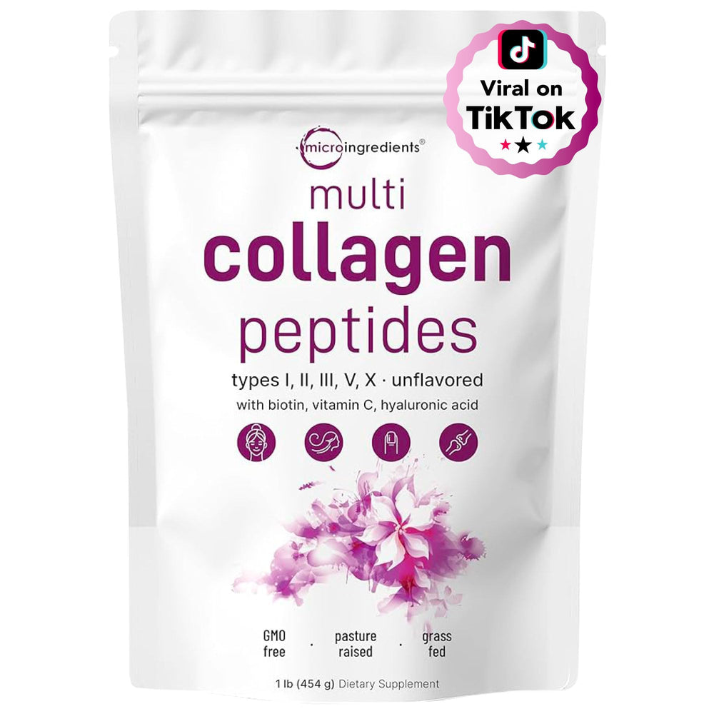 Micro Ingredients Multi Collagen Powder tub ready to mix into beverages