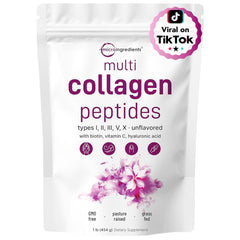 Micro Ingredients Multi Collagen Powder tub ready to mix into beverages