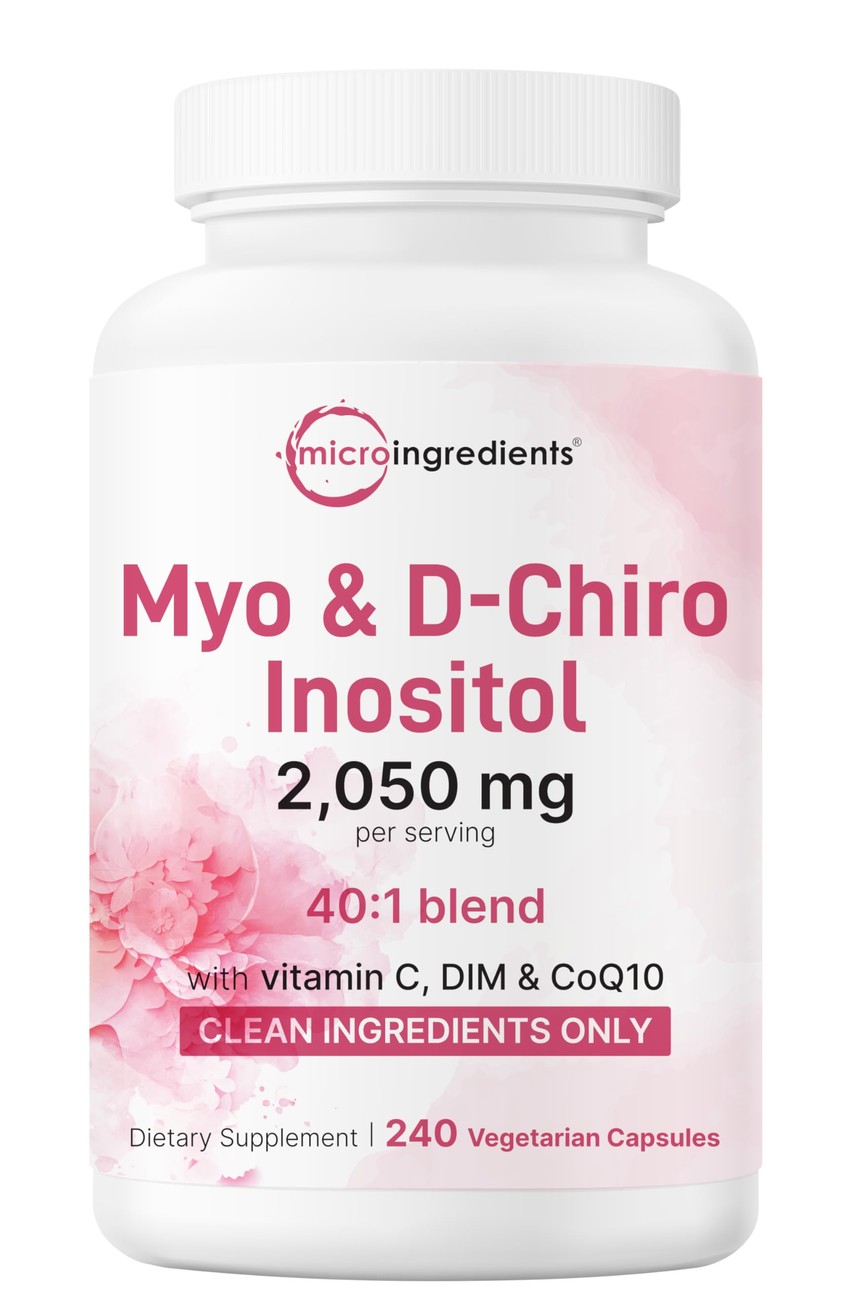 Micro Ingredients Myo-Inositol & D-Chiro Inositol bottle front for easy daily support