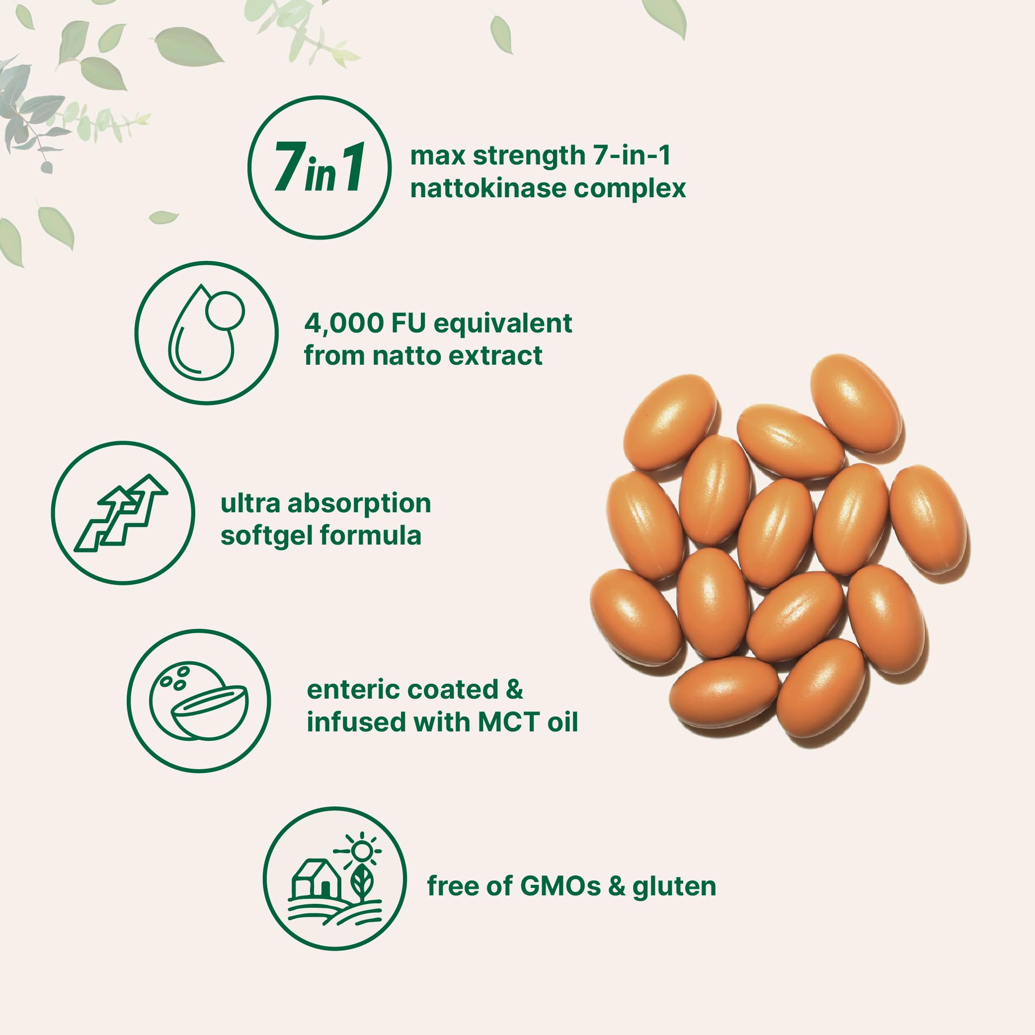 Micro Ingredients nattokinase softgels enteric coating image emphasizes stomach-safe delivery.