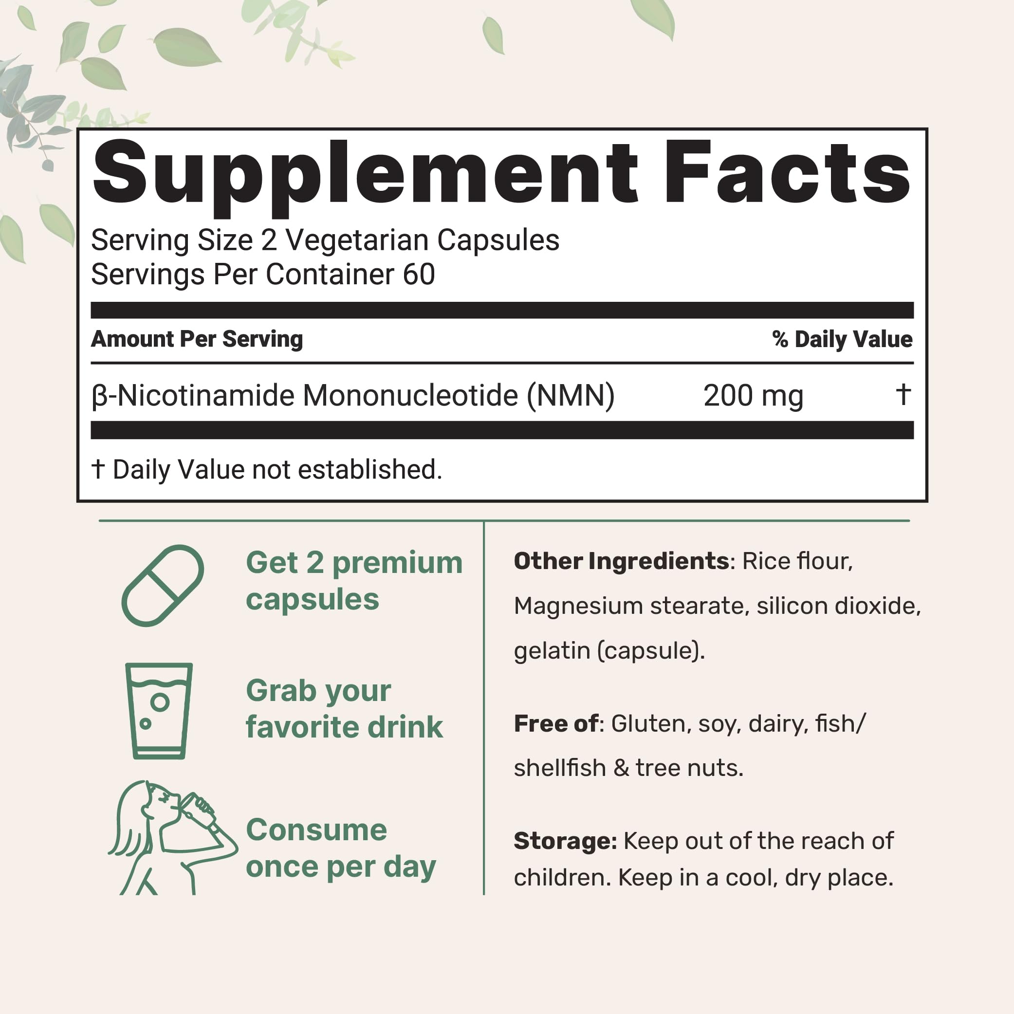 Close-up of NMN capsules showcases vegan-friendly format for easy daily intake.