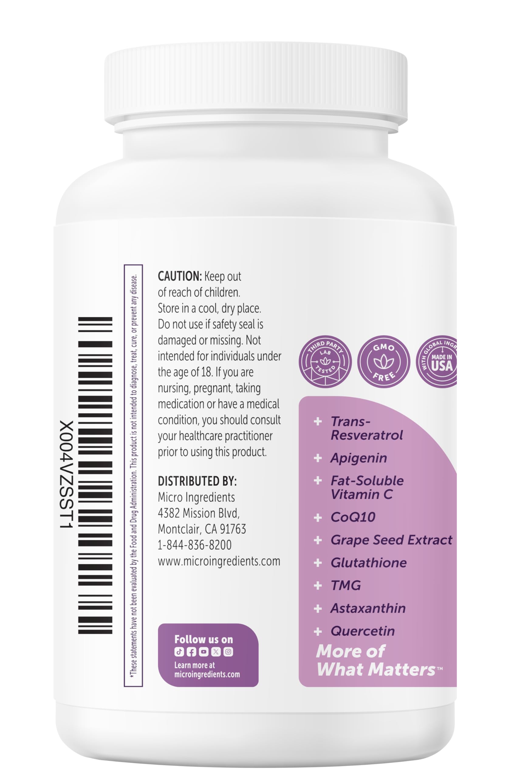 Micro Ingredients NMN Complex fat-soluble vitamin C capsule focus