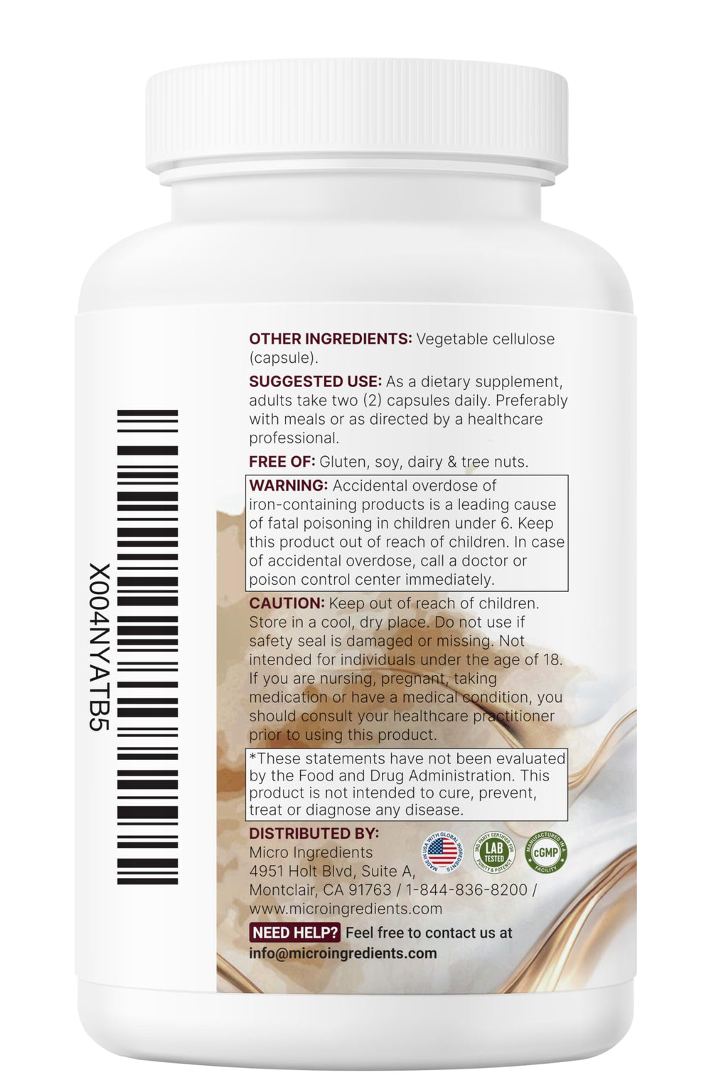 Micro Ingredients no fillers statement reinforcing clean, pure nutrient delivery