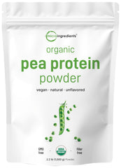 Micro Ingredients North America pea protein bag front highlights organic, plant-based protein