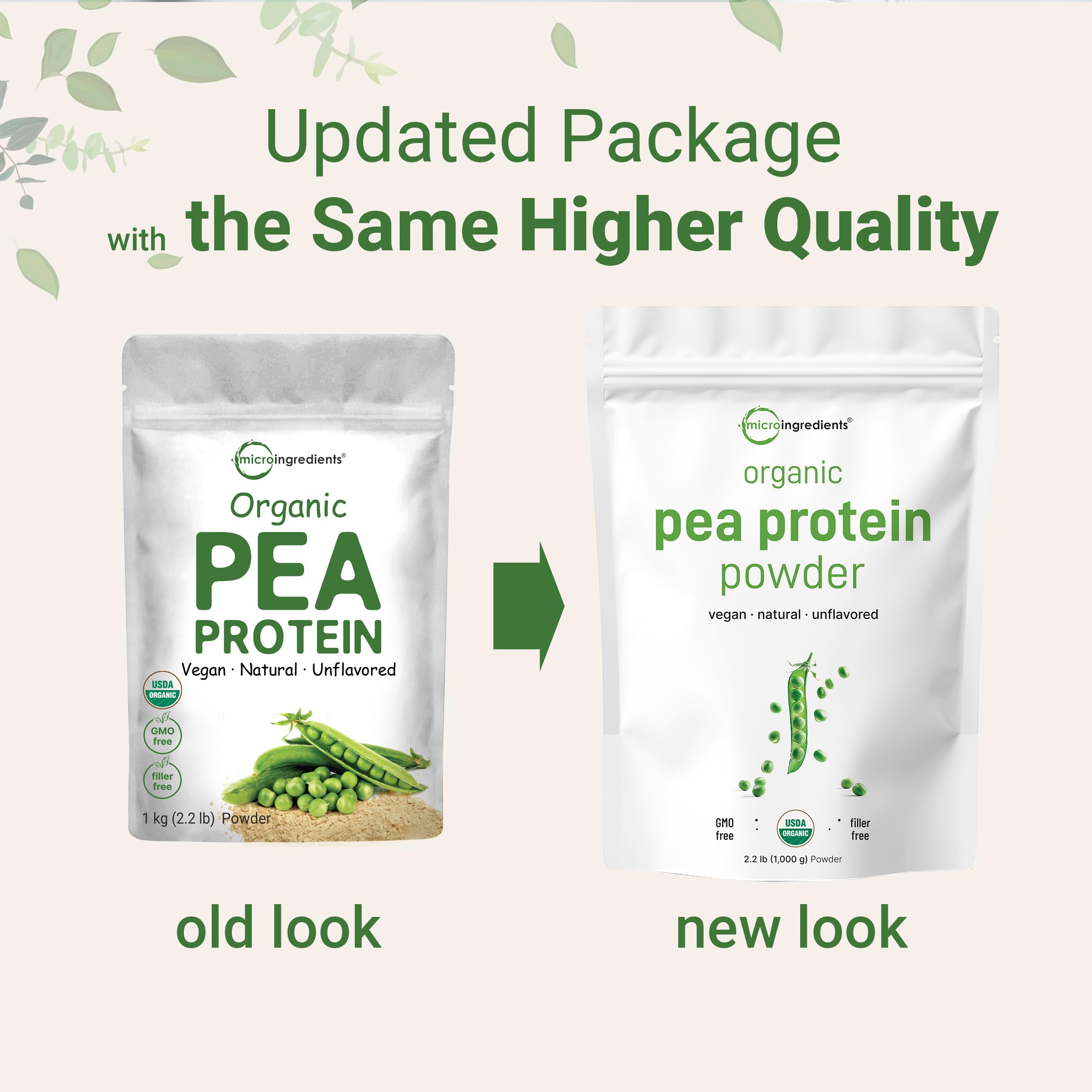 Micro Ingredients North America pea protein label closeup showing clean, organic sourcing