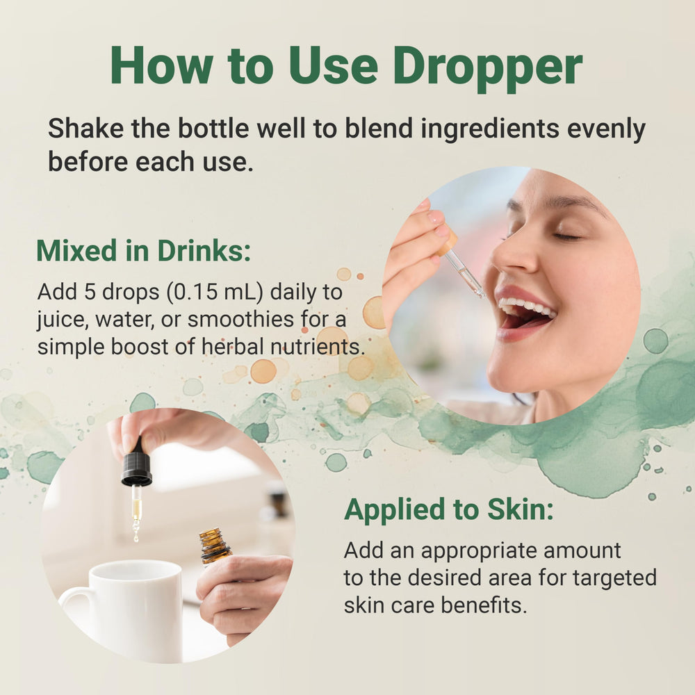 Glass of water with Micro Ingredients oil dropper for convenient mixing.