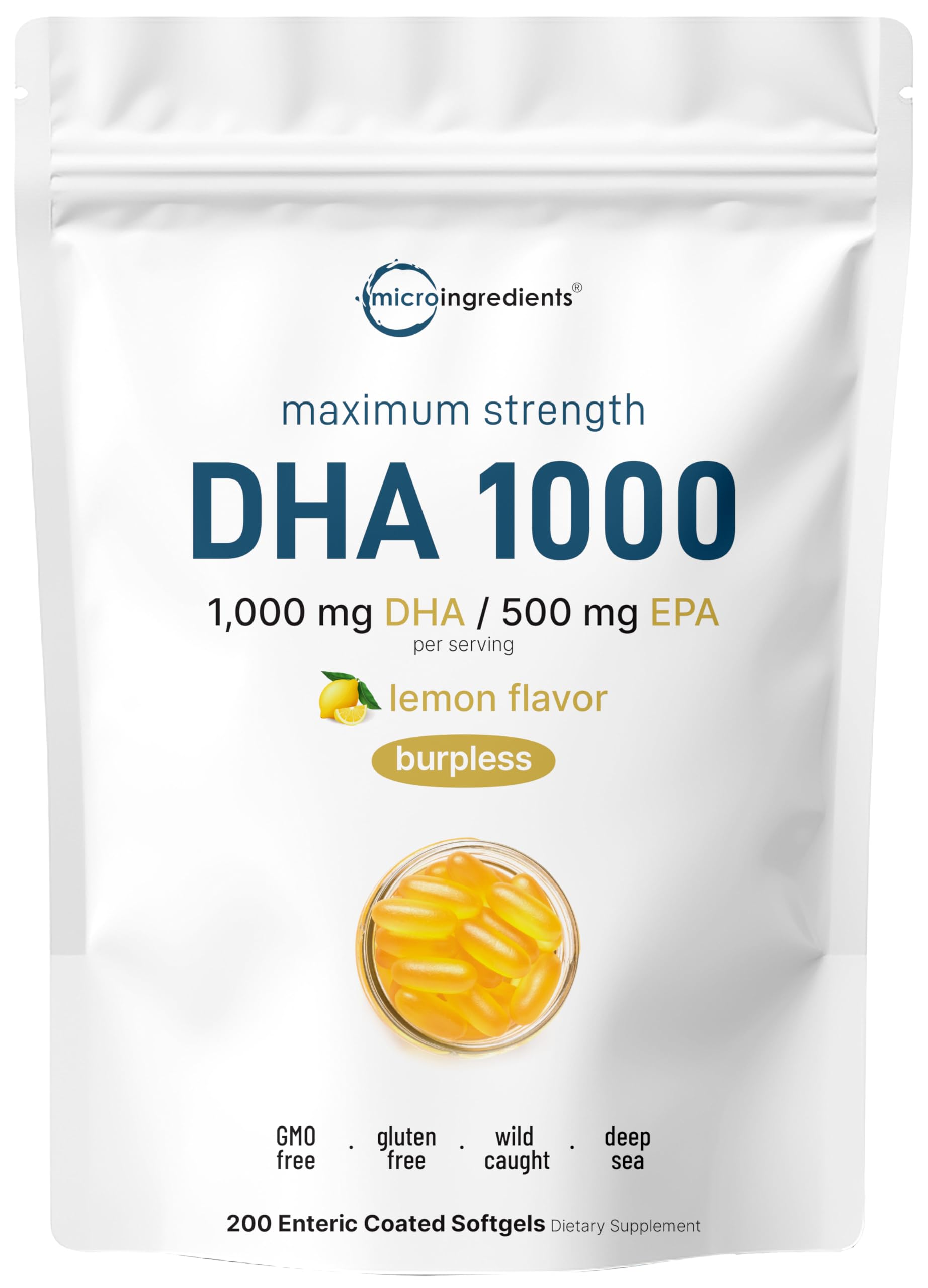 Micro Ingredients Omega-3 lemon softgels for daily wellness