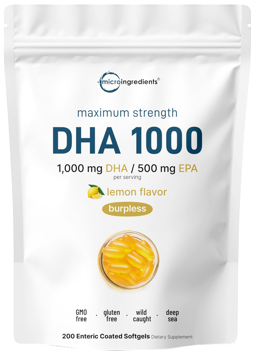 Micro Ingredients Omega-3 lemon softgels for daily wellness