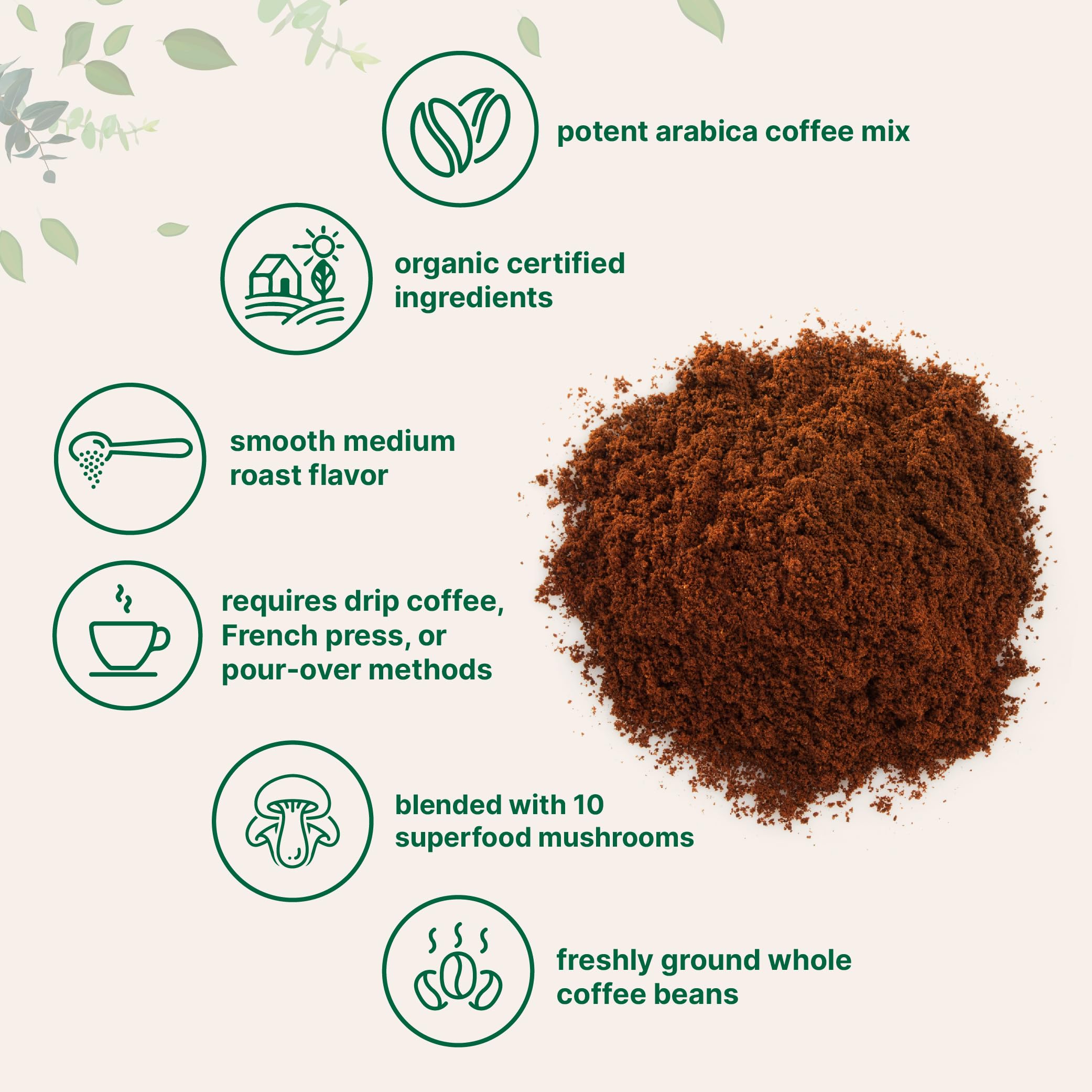 Drip coffee maker brewing the 10-in-1 blend with rich aroma