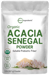 Micro Ingredients Organic Acacia Senegal fiber powder tub for daily fiber support.