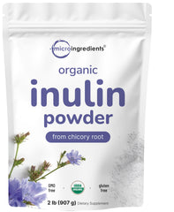 Micro Ingredients Organic Inulin Fiber Powder bottle, pure prebiotic fiber for daily digestion support
