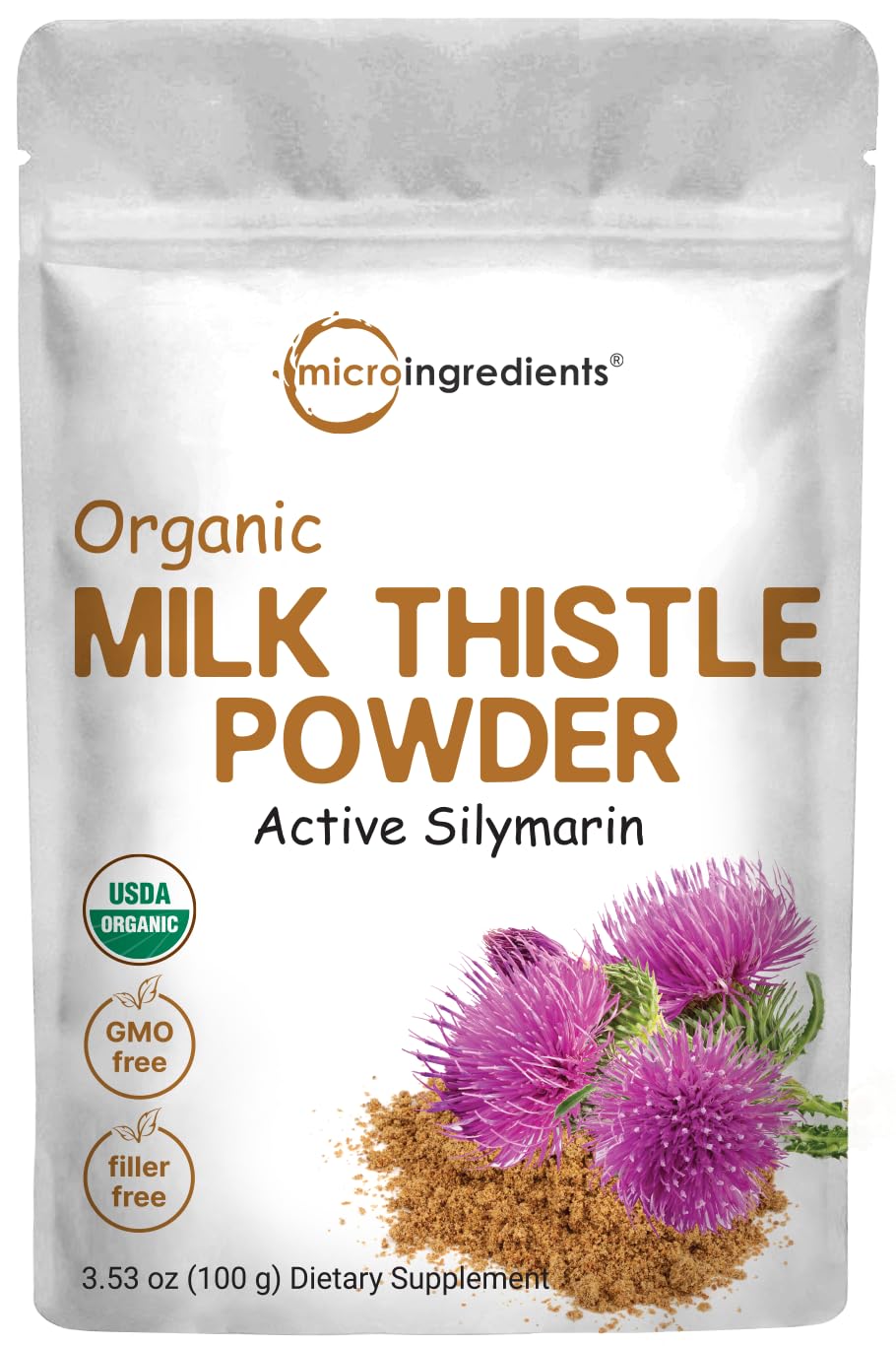 Micro Ingredients milk thistle powder pouch for daily use in shakes