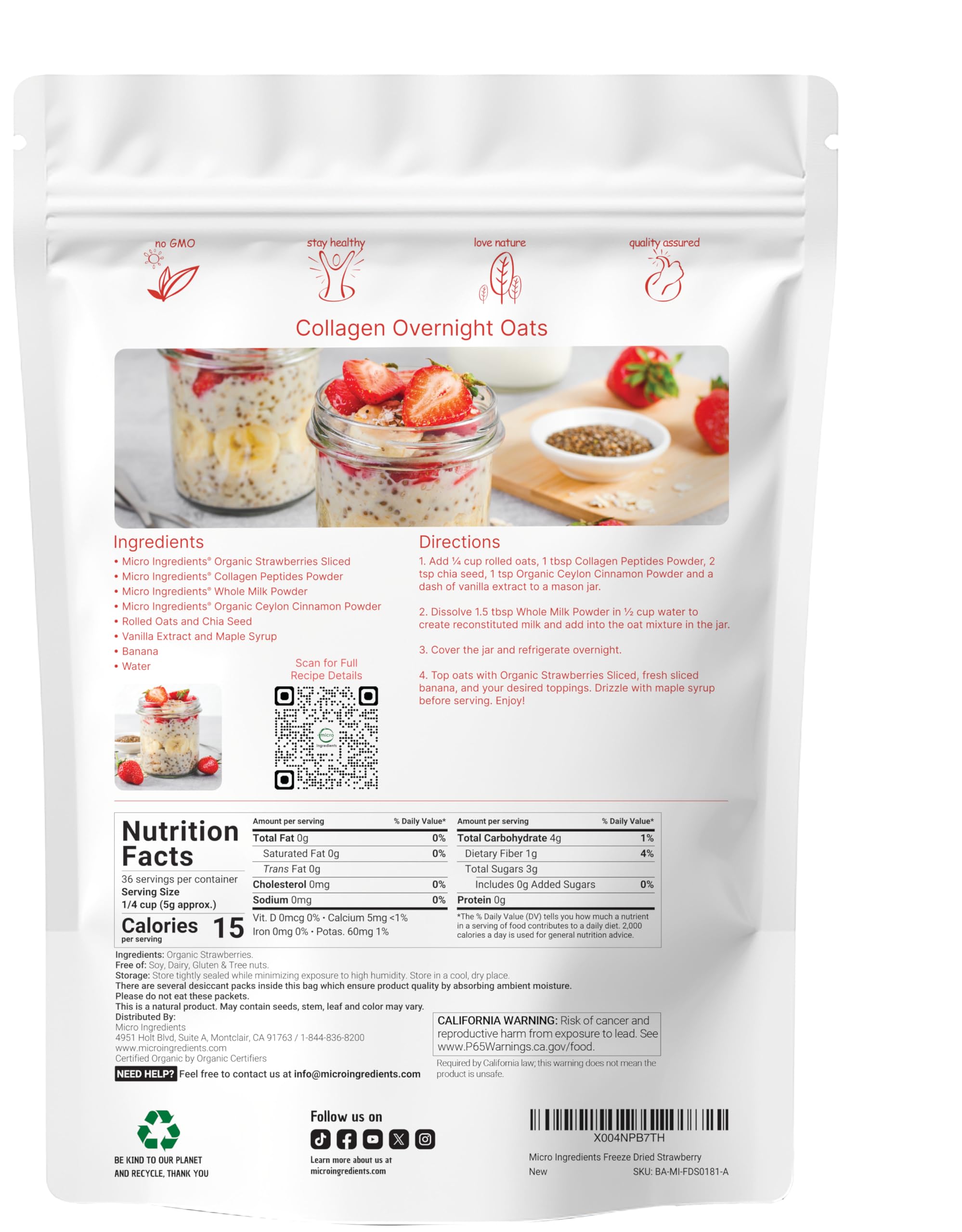 Micro Ingredients Organic Strawberries Sliced close-up of freeze-dried texture ideal for toppings.